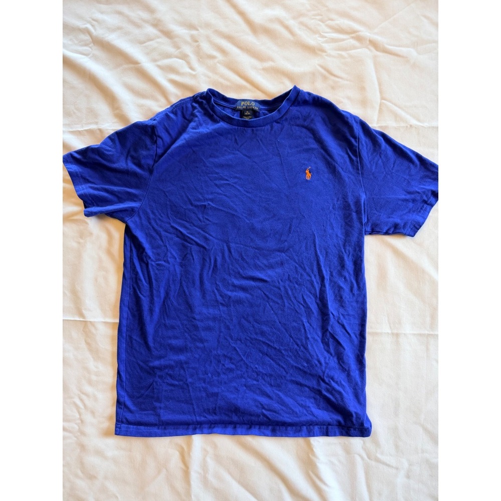 Polo Ralph Lauren Kids XL 18-20 Blue Cotton T-Shirt Orange Pony 323635544